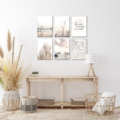 Novart Wandbilder - KEIN EXTRA RAHMEN BENÖTIGT - Wohnzimmer Schlafzimmer - Bilder Modern Boho Strand - Beige - N013465a