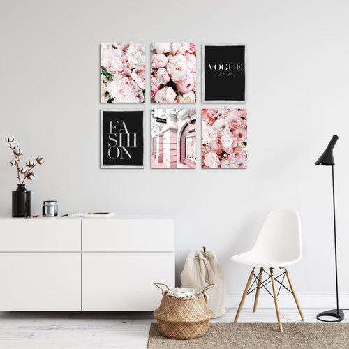Novart Wandbilder Set Coco Fashion - KOMPLETT AUFHÄNGFERTIG - Made in Germany - Moderne Bilder  Wohnzimmer Mädchen Teenager - N016064a