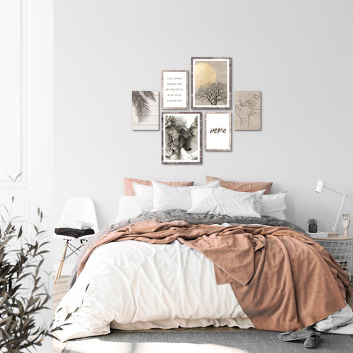 Novart Wandbilder Set Löwen Liebe Natur - KEIN EXTRA RAHMEN BENÖTIGT -  Modern Deko  - Wohnzimmer Schlafzimmer N018563b