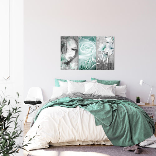 Runa Art Wandbilder Blumen Vintage Bild XXL Wohnzimmer Schlafzimmer Bunt Frau 120 x 80 cm 3 Teilig 039331b