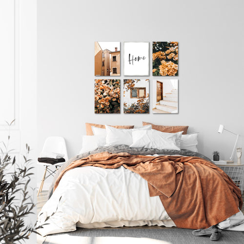 Novart Wandbilder Set Home Blumen - KOMPLETT AUFHÄNGFERTIG - Made in Germany - Moderne Bilder  Wohnzimmer Schlafzimmer - N010164a