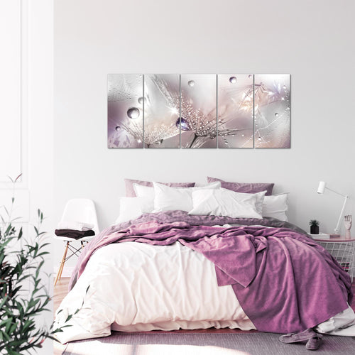 Runa Art Wandbild XXL Blumen Pusteblumen Wohnzimmer Schlafzimmer 200 x 80 cm Schwarz Weiss 5 Teilig - Made in Germany - 043155c