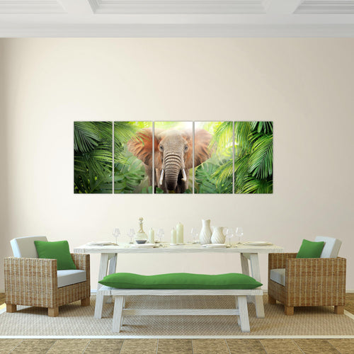 Runa Art Wandbild XXL Tieger Abstrakt Wohnzimmer Schlafzimmer 200 x 80 cm Grün Orange 5 Teilig - Made in Germany - 037555a