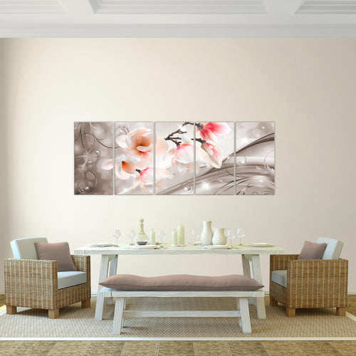 Runa Art Bild Blumen Abstrakt Wandbilder auf Vlies Leinwand 5 Teilig Wanddekoration Wohnzimmer Schlafzimmer 035356a