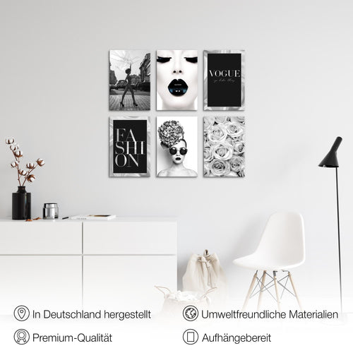 Novart Wandbilder Set Fashion Zitate - KOMPLETT AUFHÄNGFERTIG - Made in Germany - Moderne Bilder  Wohnzimmer Mädchen Teenager - N015564a