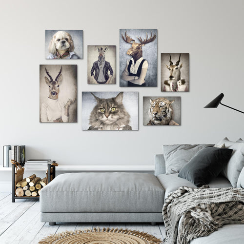 Novart Wandbilder Abstrakt - KOMPLETT AUFHÄNGFERTIG - Tiere Wohnzimmer Schlafzimmer - 7 Moderne Mood-Bilder - N019271a