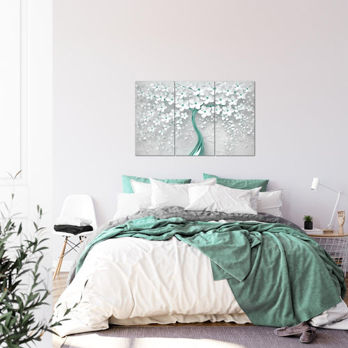 Runa Art Bild Blumen Modern Wandbilder Wohnzimmer 1 Teilig - Made In Germany - Abstrakt Baum Weiss Gold Flur 039715a