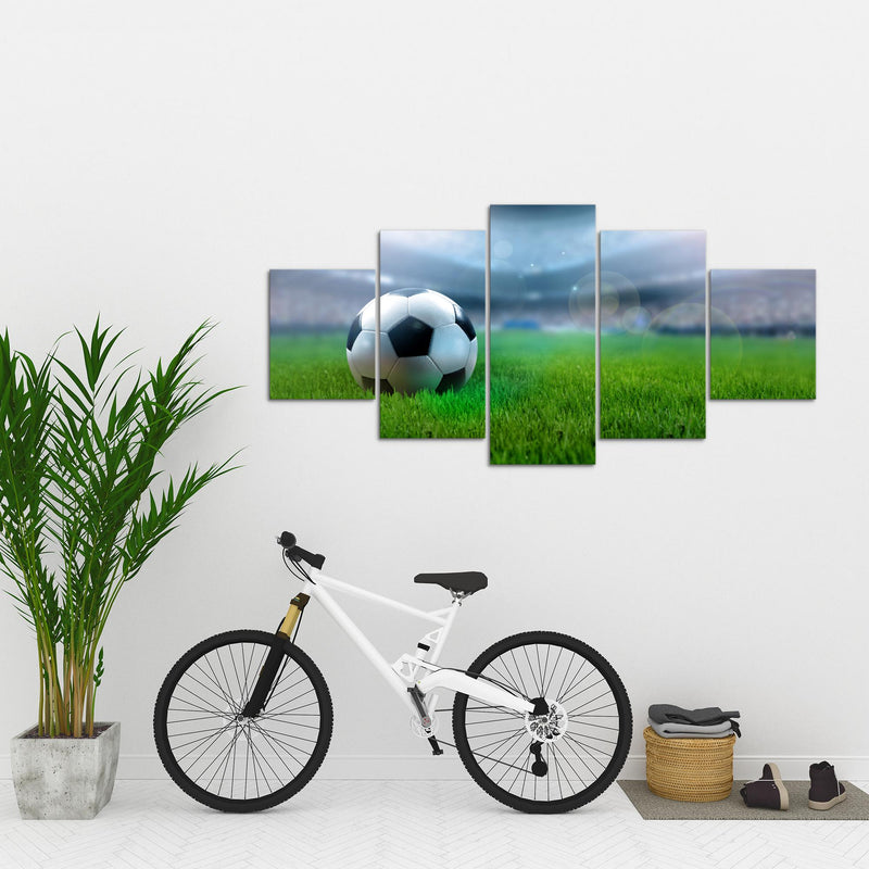 Runa Art Bild Wohnzimmer Schlafzimmer Fussball 5 Teilig Sport Grau Wandbilder auf Vlies Leinwand 402453a