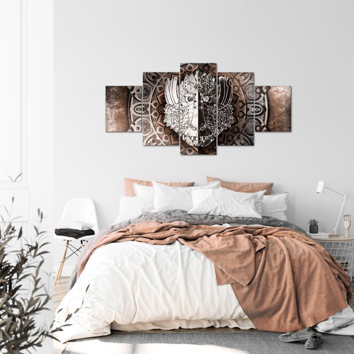 Runa Art - Bilder Mandala Abstrakt 200 x 100 cm 5 Teilig XXL Wanddekoration Design Beige Braun 040151c