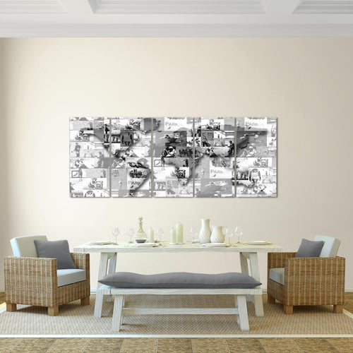 Runa Art Bild Weltkarte Banksy Collage Wandbilder auf Vlies Leinwand 5 Teilig Wanddekoration Loft Wohnzimmer 104556a