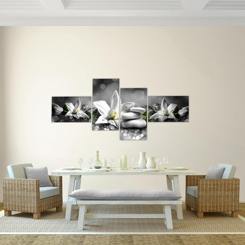 Runa Art Bild Modern Blumen Lilien - Made in Germany - Wandbilder Abstrakt Beige Braun 4 Teilig 035842a