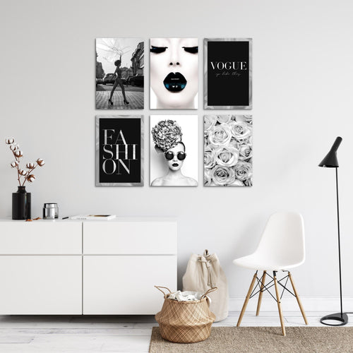 Novart Wandbilder - KEIN EXTRA RAHMEN BENÖTIGT - Wohnzimmer Mädchen Teenager - Bilder Modern Beauty Fashion - Schwarz Weiss - N015565a
