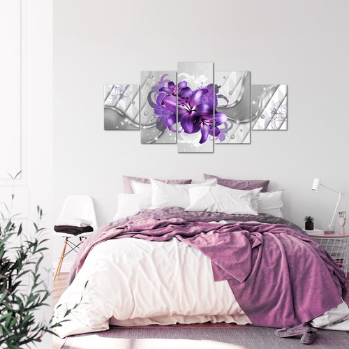 Runa Art - Bilder Blumen Lilien 200 x 100 cm 5 Teilig XXL Wanddekoration Design Rot 017351b