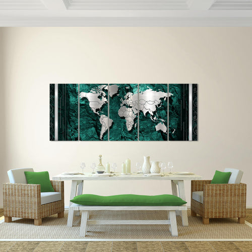 Runa Art Bild Weltkarte Wandbilder auf Vlies Leinwand 5 Teilig Wanddekoration Büro Wohnzimmer 107356c