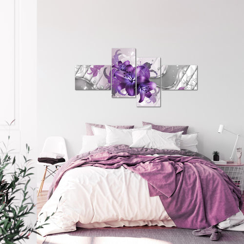 Runa Art Bild Modern Blumen Lilien - Made in Germany - Wandbilder Abstrakt Rot Weiß 4 Teilig 016542b