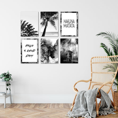 Novart Wandbilder - KEIN EXTRA RAHMEN BENÖTIGT - Wohnzimmer Schlafzimmer - Bilder Modern Löwenpaar - Zitate - N014665a