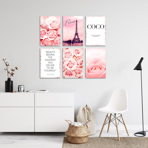 Novart Wandbilder Set Coco - KOMPLETT AUFHÄNGFERTIG - Made in Germany - Moderne Bilder  Wohnzimmer Mädchen Teenager - N016164a