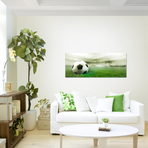 Runa Art Wandbild Fussball 1 Teilig 100 x 40 cm Modern Bild auf Vlies Leinwand Sport Wohnzimmer Schlafzimmer Grau 402412b
