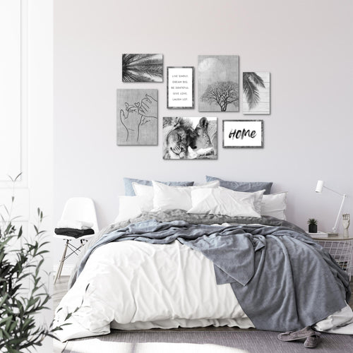 Novart Wandbilder Löwen Liebe - KOMPLETT AUFHÄNGFERTIG - Natur Wohnzimmer Schlafzimmer - 7 Moderne Mood-Bilder - N018571b