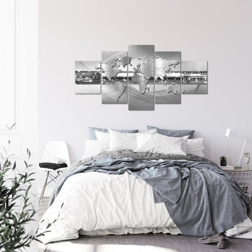 Runa Art - Bilder Weltkarte 200 x 100 cm 5 Teilig XXL Wanddekoration Design Braun 109351a