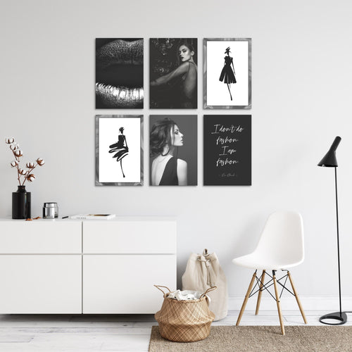 Novart Wandbilder Set Fashion - KOMPLETT AUFHÄNGFERTIG - Made in Germany - Moderne Bilder  Wohnzimmer Mädchen Teenager - N000864a