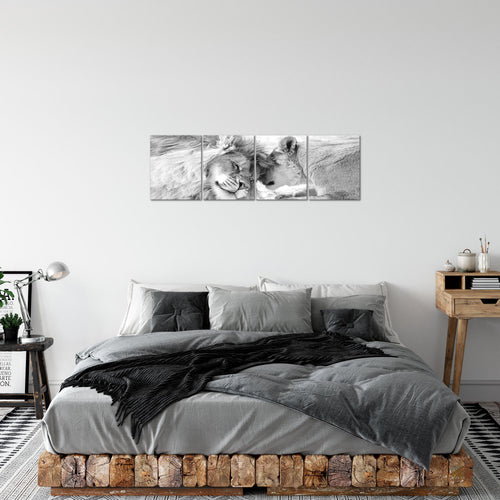 Runa Art Bilder Set 4 Teilig Löwen Liebe Wandbilder XXL Wohnzimmer Schlafzimmer 160 x 50 cm Beige Modern 002146b