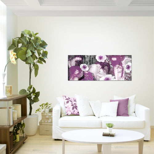 Runa Art Wandbild Collage Gustav Klimt 1 Teilig 100 x 40 cm Modern Bild auf Vlies Leinwand Frau Wohnzimmer Violett 018512c