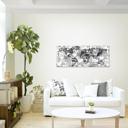 Runa Art Wandbild Weltkarte Banksy Collage 1 Teilig 100 x 40 cm Modern Bild auf Vlies Leinwand Pop Art Loft Wohnzimmer Rosa 104512b