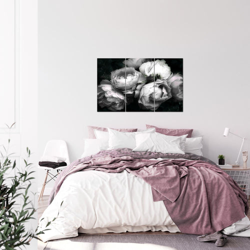 Runa Art Wandbilder Blumen Rosen Bild XXL Wohnzimmer Schlafzimmer Schwarz Bunt Vintage 120 x 80 cm 3 Teilig 039131c
