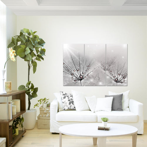 Runa Art Wandbilder Pusteblume Bild XXL Wohnzimmer Schlafzimmer Grau Natur 120 x 80 cm 3 Teilig 016931c
