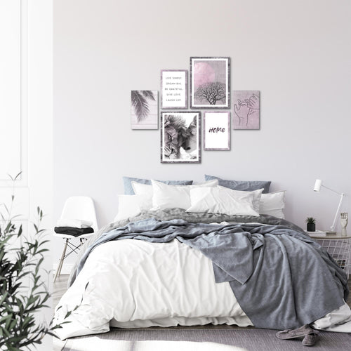 Novart Wandbilder Set Löwen Liebe Zitate - KEIN EXTRA RAHMEN BENÖTIGT -  Modern Deko  - Wohnzimmer Schlafzimmer N018563c