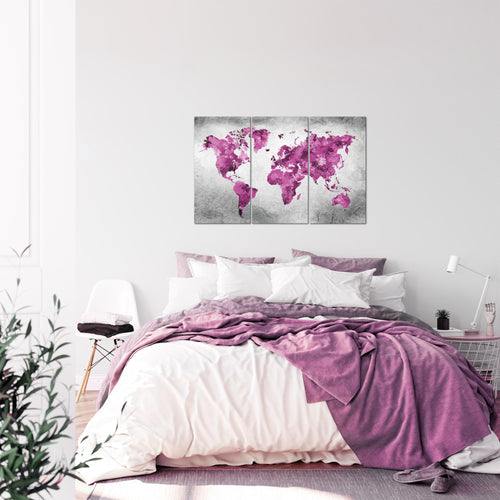 Runa Art Wandbilder Weltkarte Bild XXL Büro Wohnzimmer Bunt Vintage Kontinente 120 x 80 cm 3 Teilig 013331b