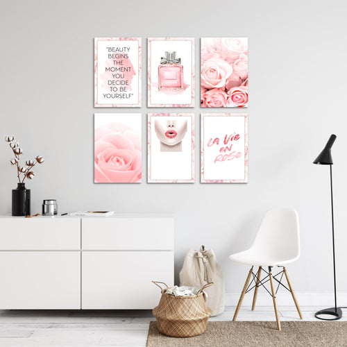 Novart Wandbilder Set Fashion - KOMPLETT AUFHÄNGFERTIG - Made in Germany - Moderne Bilder  Wohnzimmer Mädchen Teenager - N015864a