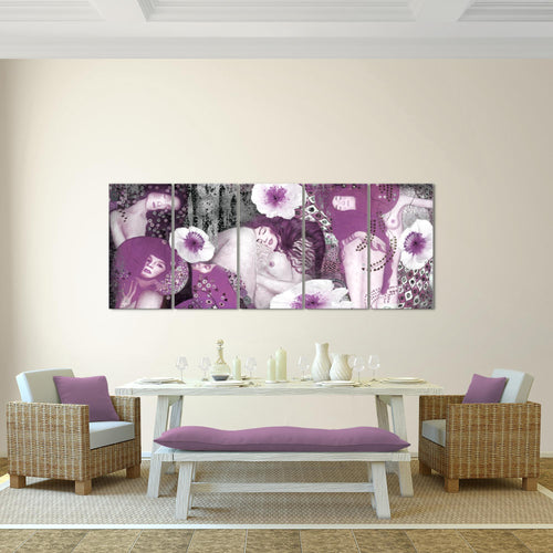 Runa Art Bild Collage Gustav Klimt Wandbilder auf Vlies Leinwand 5 Teilig Wanddekoration Wohnzimmer 018556b