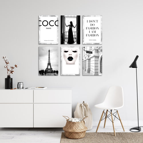 Novart Wandbilder Set Paris Fashion - KOMPLETT AUFHÄNGFERTIG - Made in Germany - Moderne Bilder  Wohnzimmer Schlafzimmer - N015664a