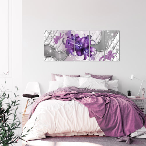 Runa Art Bild Blumen Lilien Wandbilder auf Vlies Leinwand 5 Teilig Wanddekoration Wohnzimmer Schlafzimmer 016556a