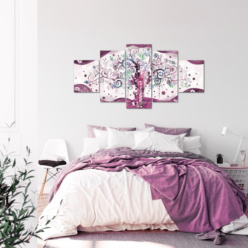 Runa Art - Bilder Gustav Klimt Baum des Lebens 200 x 100 cm 5 Teilig XXL Wanddekoration Design Rosa 003051c