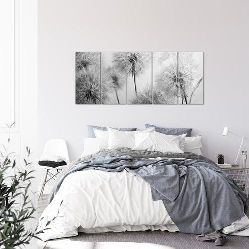 Runa Art Wandbild XXL Blumen Pusteblumen Wohnzimmer Schlafzimmer 200 x 80 cm Beige 5 Teilig - Made in Germany - 042055b