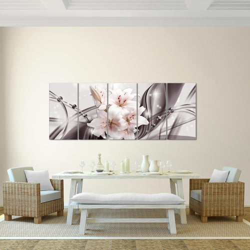 Runa Art Bild Blumen Lilien Wandbilder auf Vlies Leinwand 5 Teilig Wanddekoration Wohnzimmer Schlafzimmer 017156a