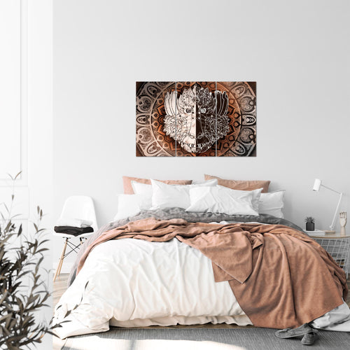Runa Art Wandbilder Mandala Abstrakt Bild XXL Wohnzimmer Schlafzimmer Beige Braun Kupfer 120 x 80 cm 3 Teilig 040131a