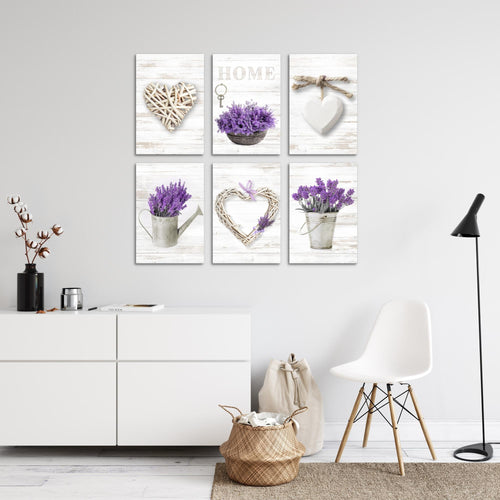 Novart Wandbilder Set Home Provence - KOMPLETT AUFHÄNGFERTIG - Made in Germany - Moderne Bilder  Wohnzimmer Schlafzimmer - N003064a