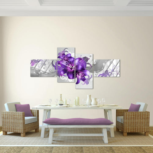 Runa Art Bild XXL 4 Teilig Blumen Lilien 200 x 100 cm Kunstdruck auf Vlies Leinwand Wanddeko Wohnzimmer Schlafzimmer 017341a