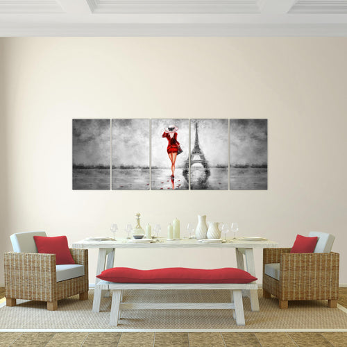 Runa Art Wandbild Paris Eifelturm 1 Teilig 100 x 40 cm Modern Bild auf Vlies Leinwand Abstrakt Wohnzimmer Schlafzimmer Türkis Grau 035612b