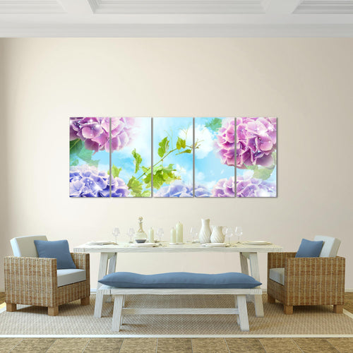 Runa Art Bild Blumen Hortensien Wandbilder auf Vlies Leinwand 5 Teilig Wanddekoration Wohnzimmer Schlafzimmer 017556c