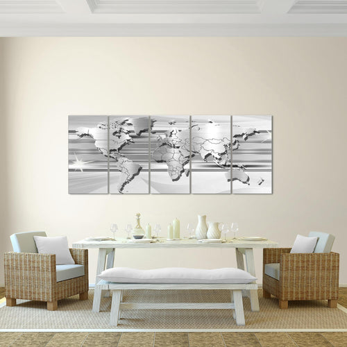 Runa Art Bild Weltkarte Wandbilder auf Vlies Leinwand 5 Teilig Wanddekoration Büro Wohnzimmer 107956c