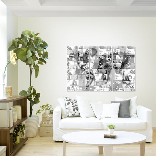 Runa Art Wandbilder Weltkarte Banksy Collage Bild XXL Loft Wohnzimmer Grau Pop Art 120 x 80 cm 3 Teilig 104531c