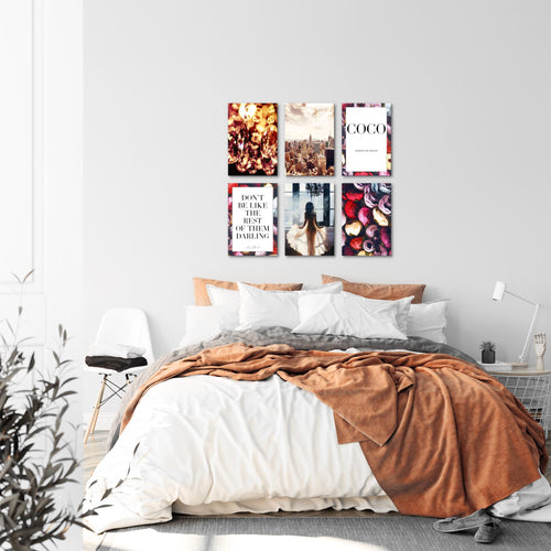 Novart Wandbilder - KEIN EXTRA RAHMEN BENÖTIGT - Wohnzimmer Mädchen Teenager - Bilder Modern Fashion New York - Schwarz Weiss - N016265b