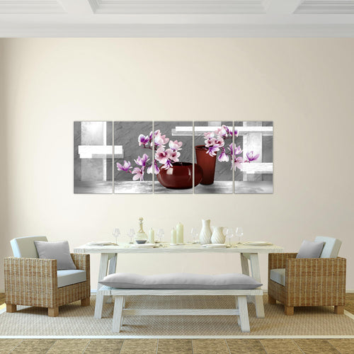 Runa Art Bild Blumen Abstrakt Wandbilder auf Vlies Leinwand 5 Teilig Wanddekoration Wohnzimmer Schlafzimmer 035256c