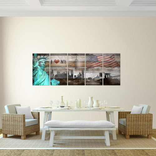 Runa Art Bild New York City Wandbilder auf Vlies Leinwand 5 Teilig Wanddekoration Wohnzimmer Büro 034256b