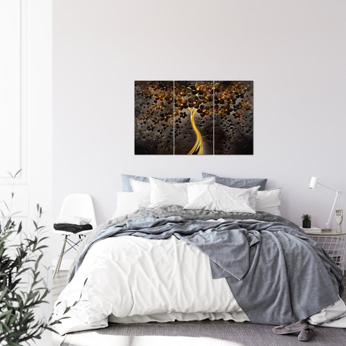 Runa Art Bild Blumen Modern Wandbilder Wohnzimmer 1 Teilig - Made In Germany - Abstrakt Baum Schwarz Gold Flur 039715c